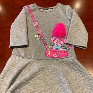 Gray Trolls aline sweatshirt dress for kids